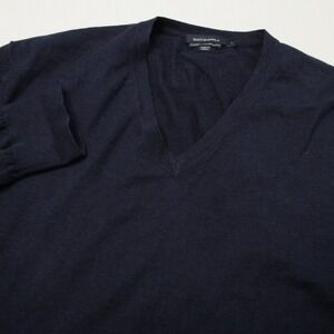 Suitsupply V-Neck Sweater Mens Large Navy Blue Cotton Cashmere Blend SW 350